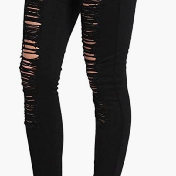 J&C Denim - J&C Jean's & Crowns-Pasion- Distressed Ripped Stretch Skinny Black Jeans-Size 7